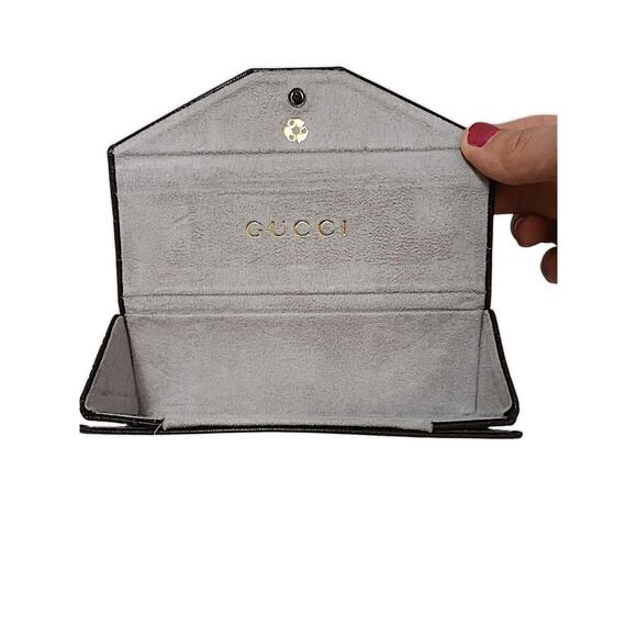 Gucci Collapsible Trifold GG Brown Leather Case Eyeglasses Sunglasses Organizer - Picture 4 of 9